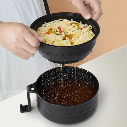 Ramen Bowl Set, Ramen Cooker 33 Oz, Ramen Bowls with Chopsticks and Spoon, Microwave Pasta Cooker, College Dorm Essentials for Girls Guys (Black)3