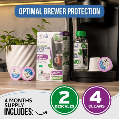Keurig Compatible Descaling Solution and Cleaning Pods Kit, 4 Uses | Descaler & Cleaner for Keurig, 2-Use Descaler and 4 Pods - Removes Limescale, Cleans Pod Area - Better Tasting, Hotter Coffee5
