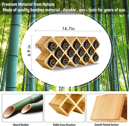 Bamboo Criss Cross Spice Rack Organizer for Cabinet, Wood Seasoning Rack Spice Holder, 18-Jar Spice Rack Tower Spice Storage for Kitchen Countertop Drawer-Jars Not Included5