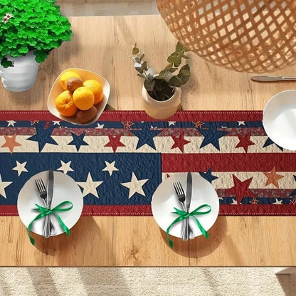 Independence Day Table Runner Red Patriotic 13X72 Inch , Linen 4Th of July Table Decoration ,Red White and Blue Patriotic Table Runners for Holiday Decor Dinging ,Party ,Kitchen3