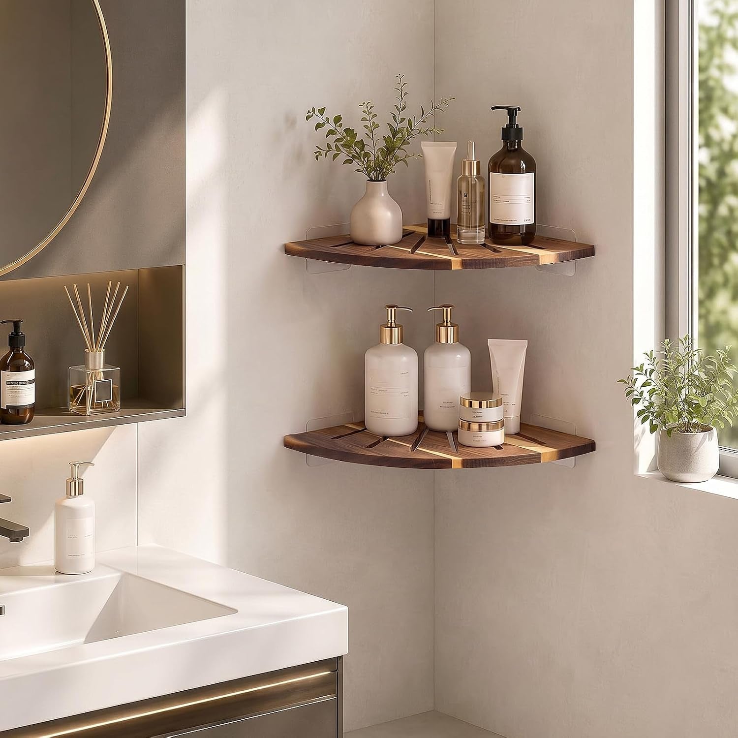 2-pcs-10-acacia-wood-floating-corner-shower-shelf-for-bathroom
