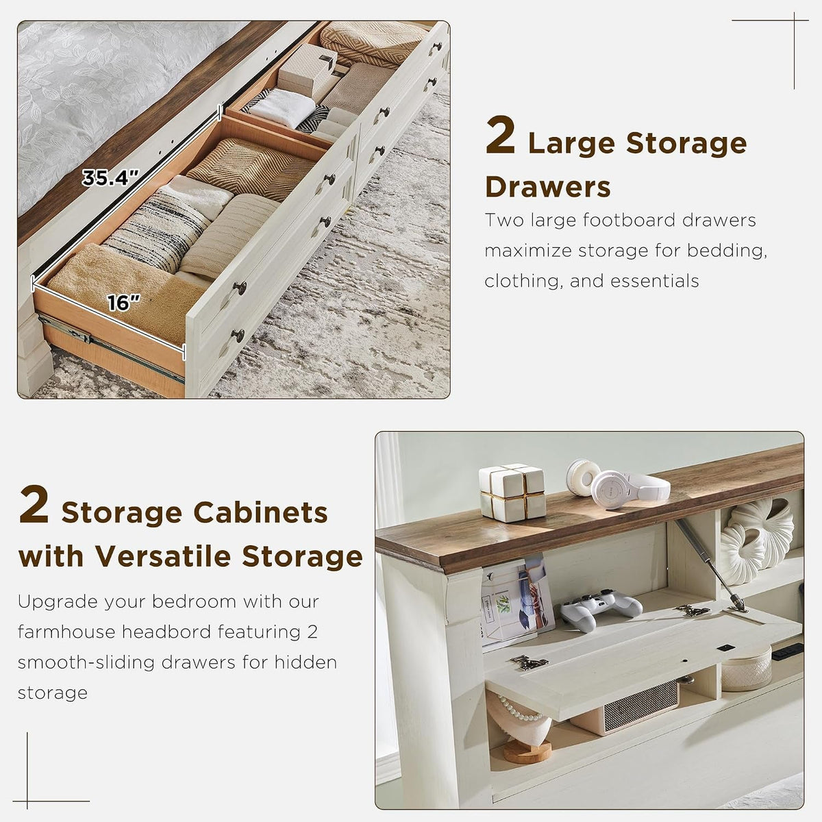 farmhouse-king-size-bed-frame-with-2-drawers-4-bookcases-on-the-headboard