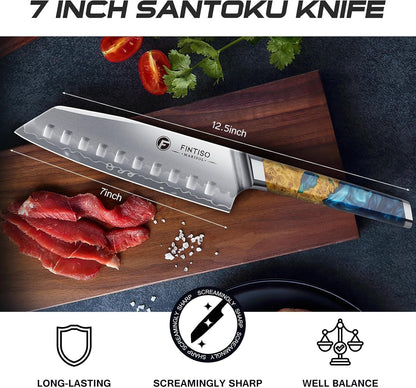 7" Santoku Knife, S35VN Powder Steel Core Japanese Chef Knife5