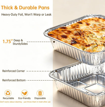 20 Pack 8X8 Aluminum Pans, Disposable Foil Baking Pans | Heavy-Duty Aluminum Foil Pans for Baking, Cooking, Heating, Storing & Meal Prepping - Oven, Freezer & Grill Safe4