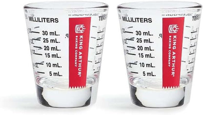 King Arthur Baking Company Mini Measure Multi-Purpose Shot Glass, Heavyweight Glass, Black, Set of 2, for Liquid and Dry Ingredients and Precise Recipe Prep1