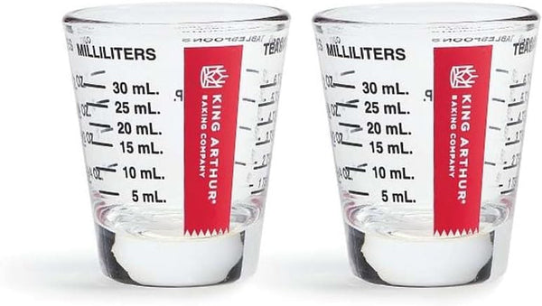 King Arthur Baking Company Mini Measure Multi-Purpose Shot Glass, Heavyweight Glass, Black, Set of 2, for Liquid and Dry Ingredients and Precise Recipe Prep1