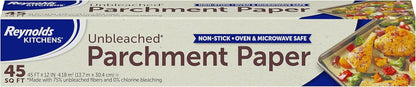 Kitchens Unbleached Parchment Paper Roll, 45Sq Ft | Chlorine-Free, Nonstick Baking Parchment Paper, Microwave and Oven Safe to 425F, Fits Standard Baking Sheets, 12 in X 45 Ft1