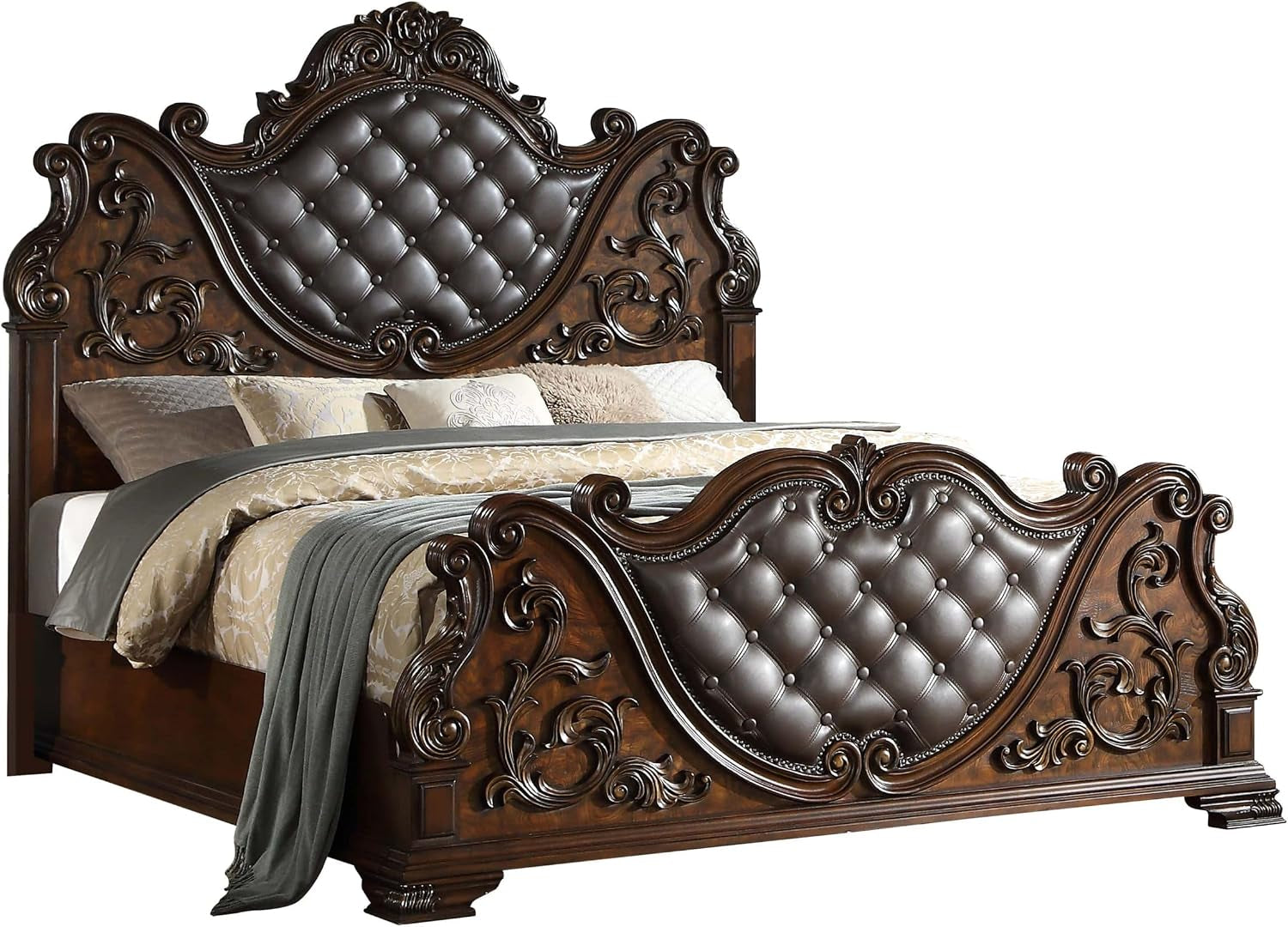 cosmos-furniture-santa-monica-traditional-queen-bed-cherry-finish-wood-bed-with-tufted-headboard-nail-head-trim-queen-size-for-classic-bedroom-decor