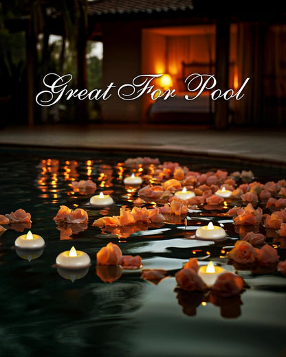 2" Flameless LED Floating Candles, White Waterproof Tealights, 24 Pack6