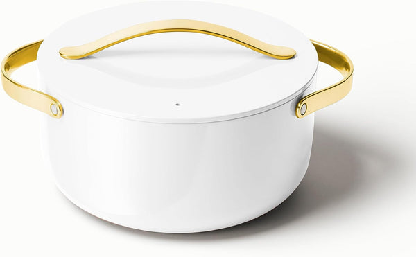 Caraway Non-Stick Ceramic Dutch Oven Pot with Lid (6.5 Qt, 10.5") | Non-Toxic, PTFE and PFOA Free, Safe and Compatible with All Stovetops (Gas, Electric and Induction), White1