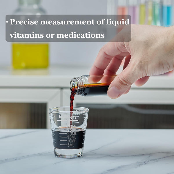 Ackers Shot Glasses Etching Scale Measuring Cup 2PACK Espresso Shot Glasses Liquid Heavy Glass 26-Incremental Measurement 1 OZ, 2 TBS, 6 TSP, 30 ML Kitchen Tools5