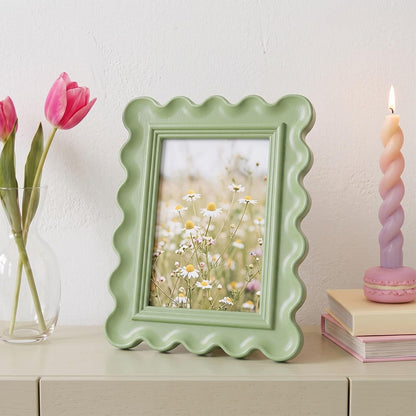 5X7 Inches Wavy Scalloped Picture Frame Sage Green6