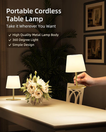 Outdoor Cordless Table Lamp, IP65 Waterproof 4500Mah Rechargeble Shower Lamp, Dimmable Touch Lamp, LED Night Light Lamp for Bathroom Patio Camping Restaurant Home 1 Pack (Gold)4