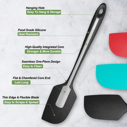 Silicone Spatula for Kitchen, 600°F Heat Resistant Spatulas for Baking, Cooking, Scraping,And Mixing, Non Stick Kitchen Utensils, BPA Free, 11.2 IN, 3 Pack, Black3