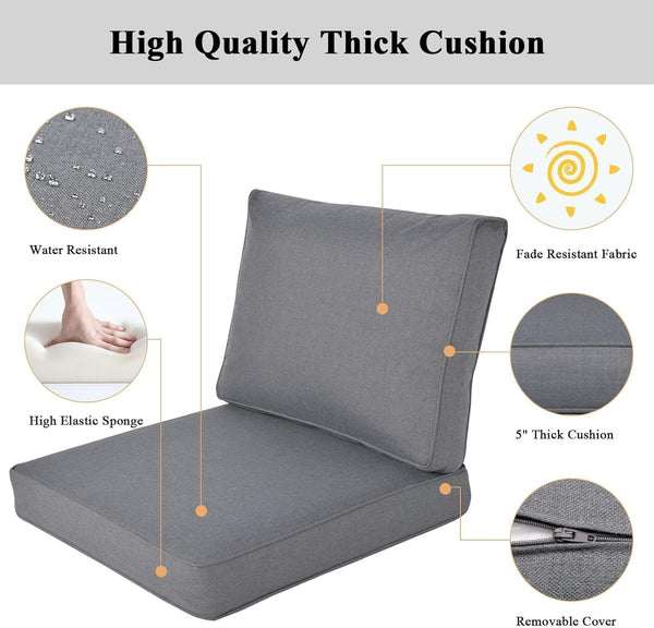 Aluminum Patio Furniture Set, All-Weather Outdoor Couch Sectional, L Shaped Patio Conversation Sets, Metal Corner Sofa with Teak Coffee Table(Cushion: Dark Gray, White Frame)3