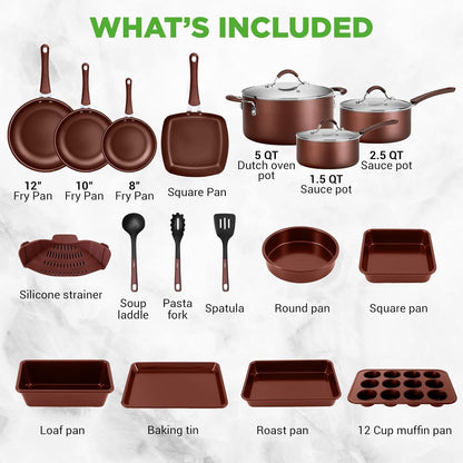 Kitchenware Pots & Pans Set – High-Qualified Basic Kitchen Cookware Set, Non-Stick (20-Piece Set)5