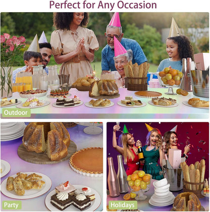 4 Pack Iridescent Plastic Tablecloths Disposable Tablet Cover 54 X 108 in | Foil Glitter Table Cloth for Rectangle Tables Indoor/ Outdoor Party Decorations Birthday Princess Bridal Wedding Christmas7