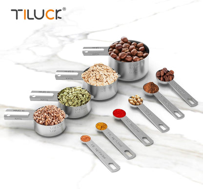 Stainless Steel Measuring Cups & Spoons Set, Cups and Spoons | Stainless Steel Nesting Measure Cups , Kitchen Gadgets for Cooking & Baking (10)5