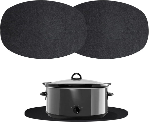 2 Pack Slow Cooker Heat Resistant Mat for Hamilton - Oval Fits Mat Pot Better Saves Space,Double-Sided Design (Stable & Easy Movement), 17.32X11.81 Inch, Countertop Protection1