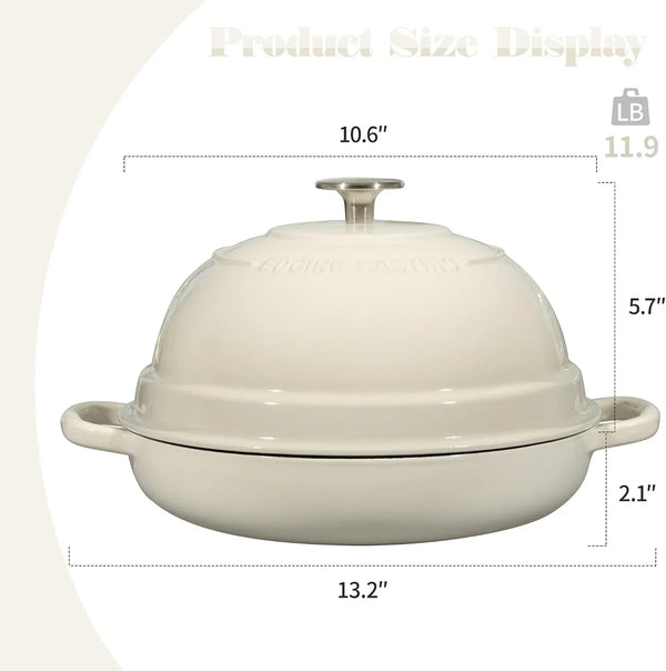 Enameled Cast Iron Dutch Oven Pot with Lid, round Bread Oven for Homemade Sourdough Bread Baking, 6 Quart, White3