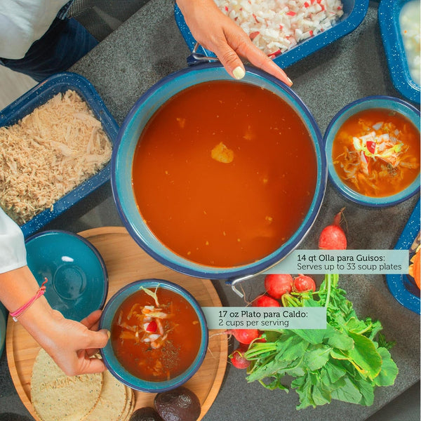 8-Piece Enameled Steel Stock Pots (14 & 8 QT) with Lids, Turquoise Blue Cookware Set5