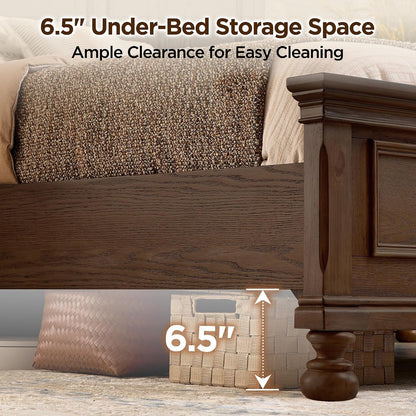 Solid Wood King Bed Frame, Traditional Wooden Platform Bed6