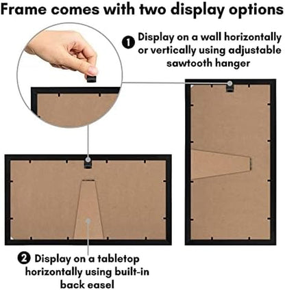 4X6 Collage Picture Frame with Shatter-Resistant Glass - Fits Three 4X6 Photos or Use as One 8X16 Picture Frame - Signature Collection - Collage Frames for Tabletop and Wall - Black5