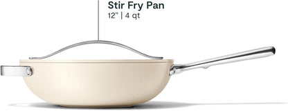 Caraway 12" Non-Stick Ceramic-Coated Stir Fry Pan | Wok-Inspired Pan, Free from Forever Chemicals, High-Sloped Walls, Stainless Steel Handles, Cream3