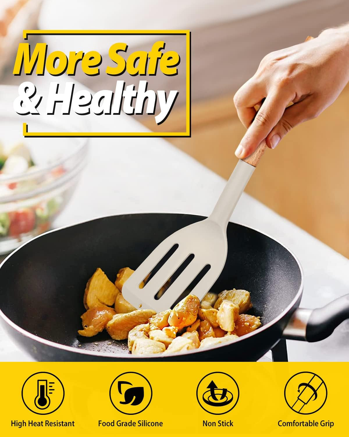pack-of-2-silicone-cooking-spatula-heat-resistant-solid-turner-non-stick-slotted-spatulas-with-wooden-short-handle-ideal-wood-kitchen-utensils-set-for-frying-baking-flipping-turning