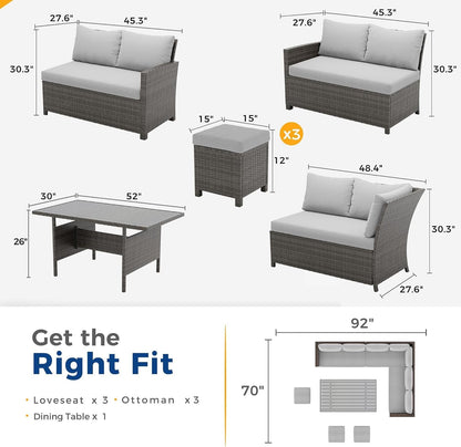 7 Piece Patio Furniture Set, Patio Sectional for All Weather2