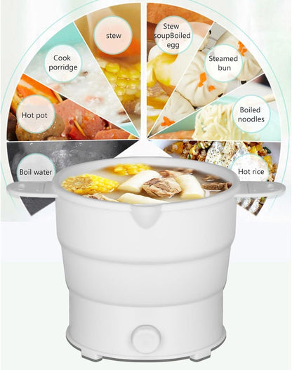 Foldable Electric Cooking Pot, 1.2L Hot Pot Cooking, Folding Electric Travel Pot with Stainless Steel Bottom Household for Camp, Dorm, Multi-Function Ramen Cooker5