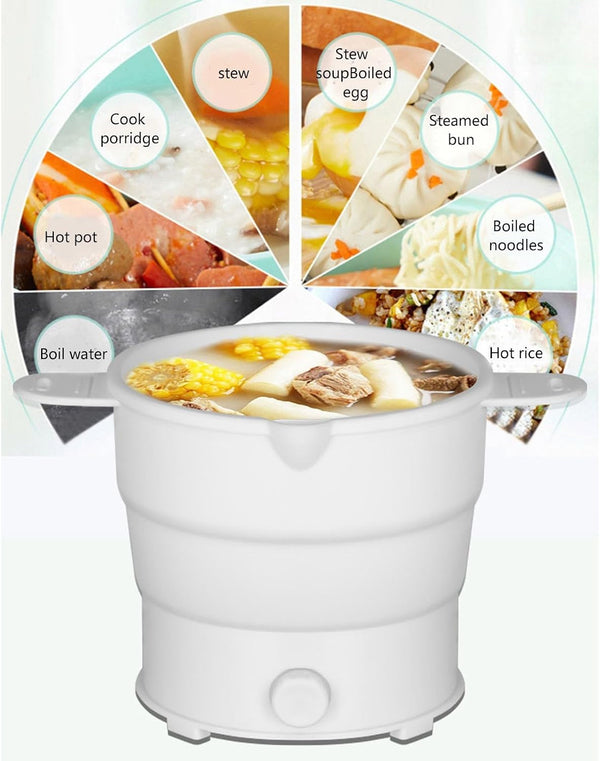 Foldable Electric Cooking Pot, 1.2L Hot Pot Cooking, Folding Electric Travel Pot with Stainless Steel Bottom Household for Camp, Dorm, Multi-Function Ramen Cooker5