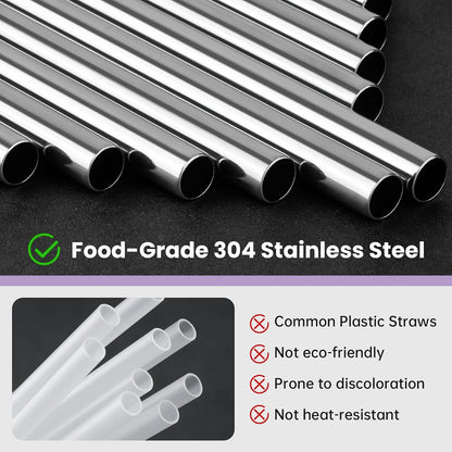 8PCS Stainless Steel Straws Fit for Owala Bottle 16-40Oz, 4 Lengths | Metal Reusable Straws Compatible with Freesip 19Oz 24Oz 32Oz 40Oz, Tritan 25Oz, Kids’ Freesip 16Oz, 2 Brushes & Bag (Silver)3