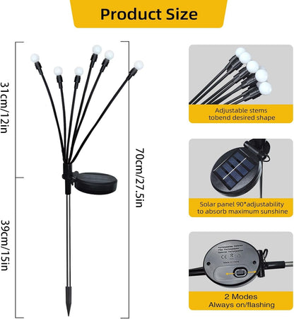 4 Pack Solar Garden Lights Outdoor, 24 LED Firefly Light, Solar Fairy Lights for outside Waterproof, 2 Modes, Fairy Lightss for Garden Pathway & Patio Decor6