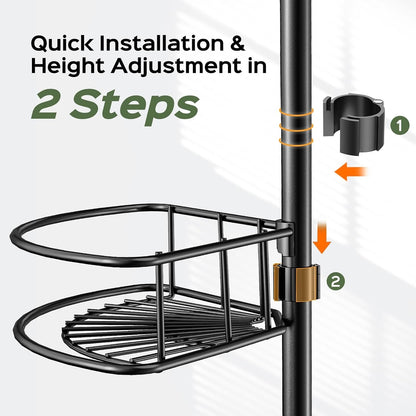Corner Shower Caddy Tension Pole: No-Drill Rustproof Bathroom Shelf4