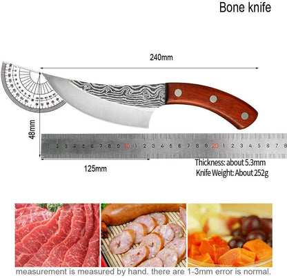 Meat Cleaver,Cleaver Knife, Damascus Pattern Boning Knife 5.5' Chef Butcher Knife Serbian Camping Cleaver Slicing Knives Barbecue Picnic Cutting Small Knife, ZJH96582