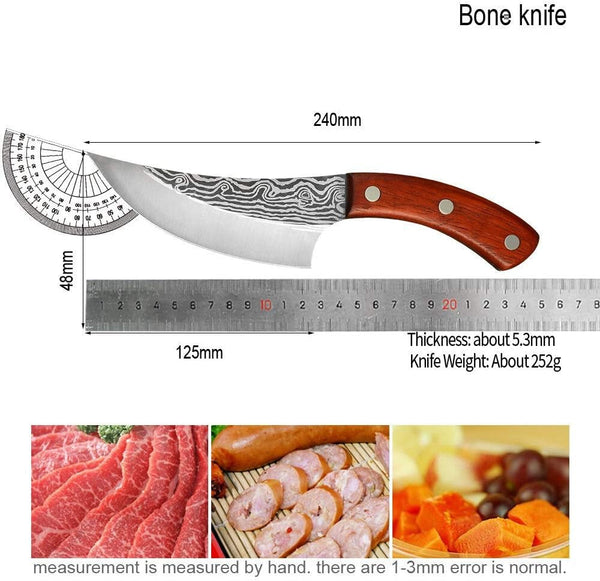 Meat Cleaver,Cleaver Knife, Damascus Pattern Boning Knife 5.5' Chef Butcher Knife Serbian Camping Cleaver Slicing Knives Barbecue Picnic Cutting Small Knife, ZJH96582