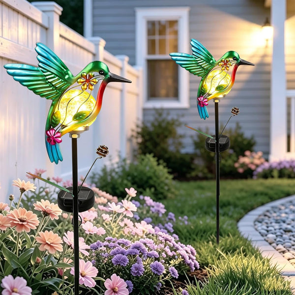 Solar Hummingbirds Garden Stake Lights for outside 2 Pack3