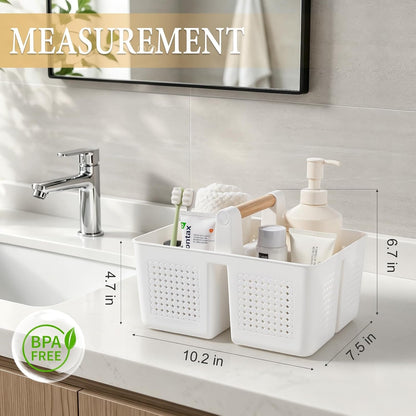Portable Shower Caddy Basket Plastic Caddy Organizer Small White2