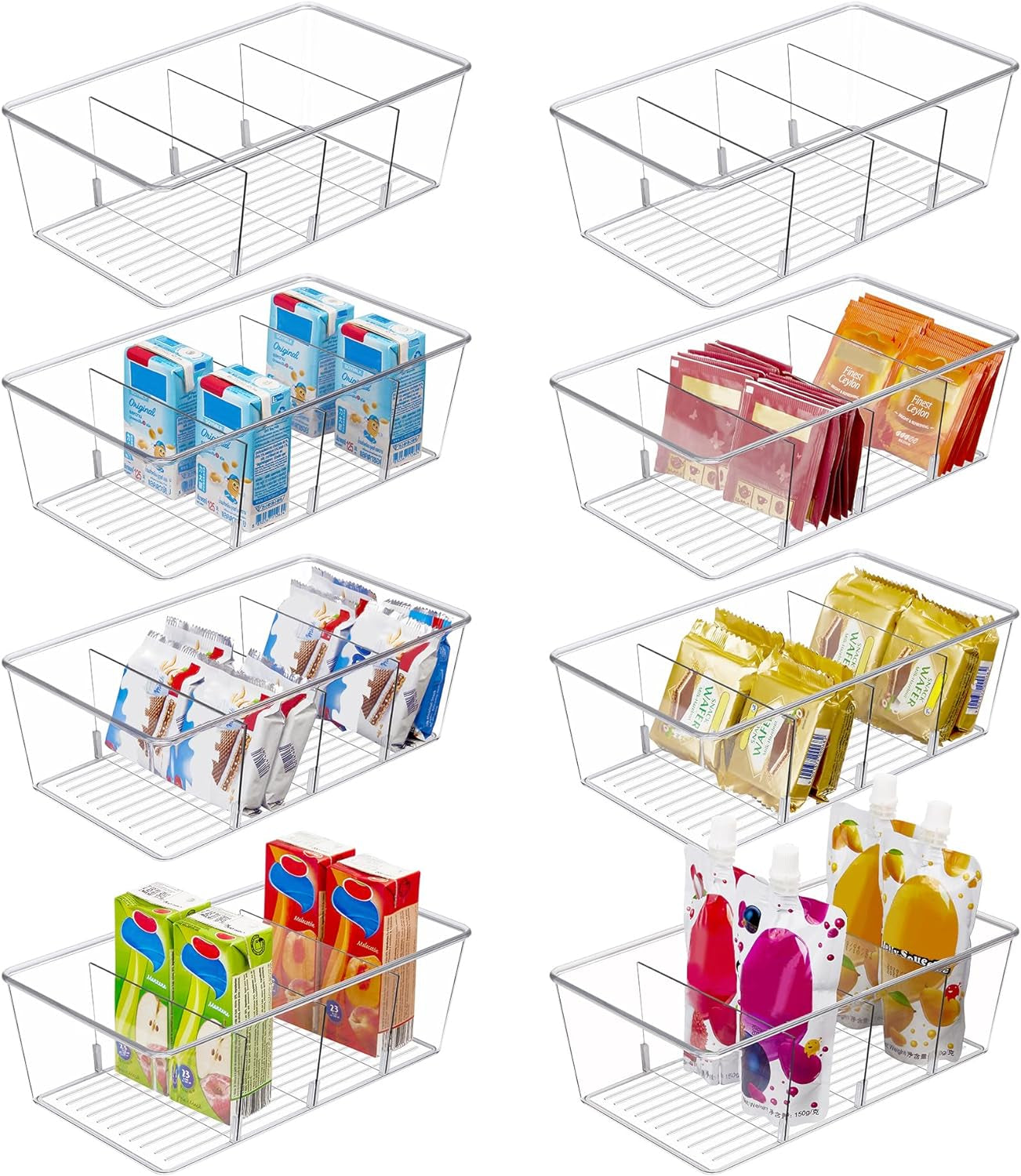 8-pack-food-storage-organizer-bins-clear-plastic-4-compartments