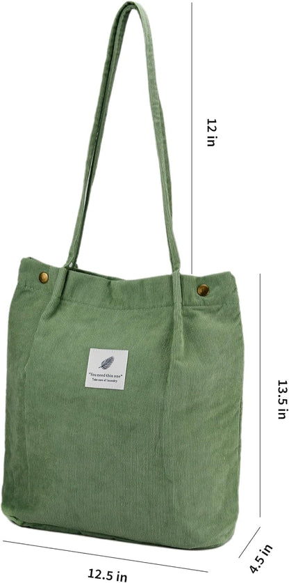 Corduroy Tote Bag Cute Tote Bags for Women Shoulder Bag with Inner Pocket for Work Beach Travel and Shopping Grocery4