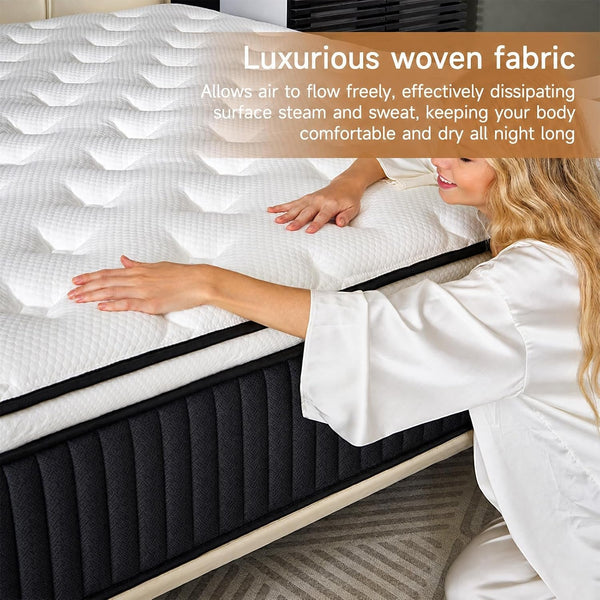 Queen Mattress, 12 Inch Hybrid Queen Mattress in a Box, Medium Firm Memory Foam Mattress, with Individual Pocket Springs, Upgrade Zoned Support, Motion Isolation&Pressure Relief, Certipur-Us3