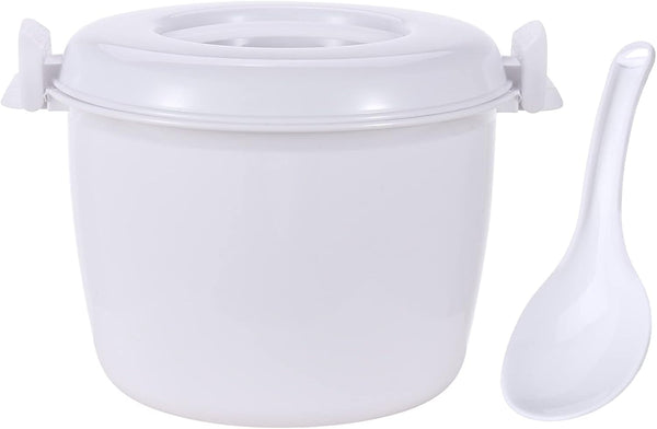 Food Grade Portable Microwave Rice Cooker with Rice Paddle White Medium1