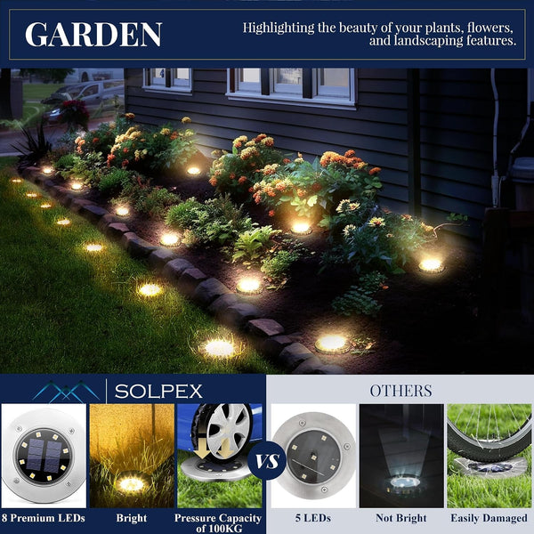 Solar Ground Lights Outdoor, Garden Lights 12 Pack Warm White4