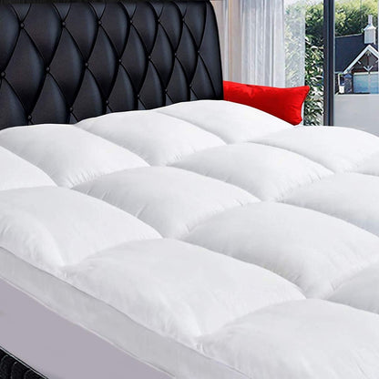 Queen Mattress Topper, Cotton Extra Thick Pillow Top Mattress Pad | 100% Cotton Top Bed Topper Protector, Cooling Mattress Cover for Back Pain, Soft Breathable for Hot Sleeper, White1