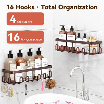 Shower Caddy Adhesive, Rustproof Shower Organizer, Wall Shower Rack2
