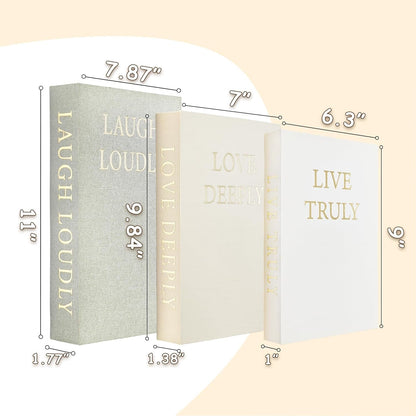 Aesthetic Decorative Books, Set of 3 Linen Faux Books for Decoration | Fake Book Boxes with Storage Space, No Assembly Required, Modern Decor for Shelves Coffee Table Living Room3