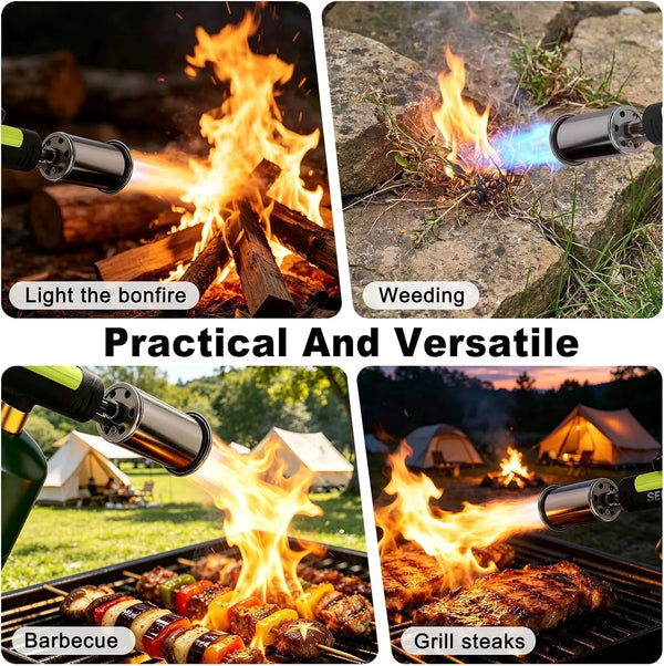 Powerful Propane Torch Gun,Kitchen Cooking Torch with One-Touch Max Fire, Charcoal Lighter with a Safety Lock, Adjustable Blow Torch for Sous Vide, BBQ, Campfire, Fireplace(Tank Not Included)6