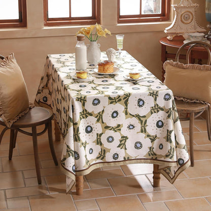 Designer French Linen Tablecloth Rectangular,110"X63"-Hidaka8