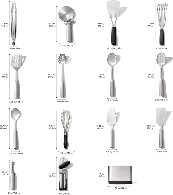 OXO Steel Piece Utensil Set, 15 PC, Stainless Steel2